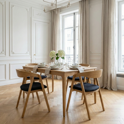 SET - Peebls Extendable Solid Oak Dining Table 120x80cm plus 1x40cm and 4 Oak Aby Dining Chairs