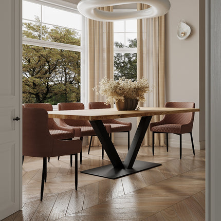 Solid Oak Dining Table Steel Leg 043