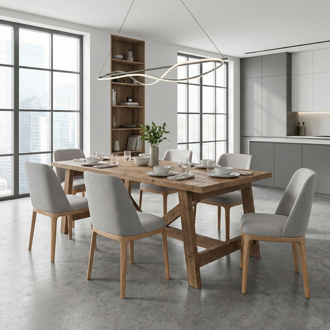 Haxey Dining Table with Chunky Style Wooden Legs Handmade Rustic