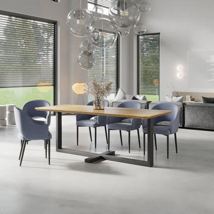 Solid Oak Dining Table Steel Leg 0114