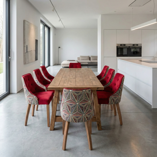 Haxey Dining Table with Chunky Style Wooden Legs Handmade Rustic