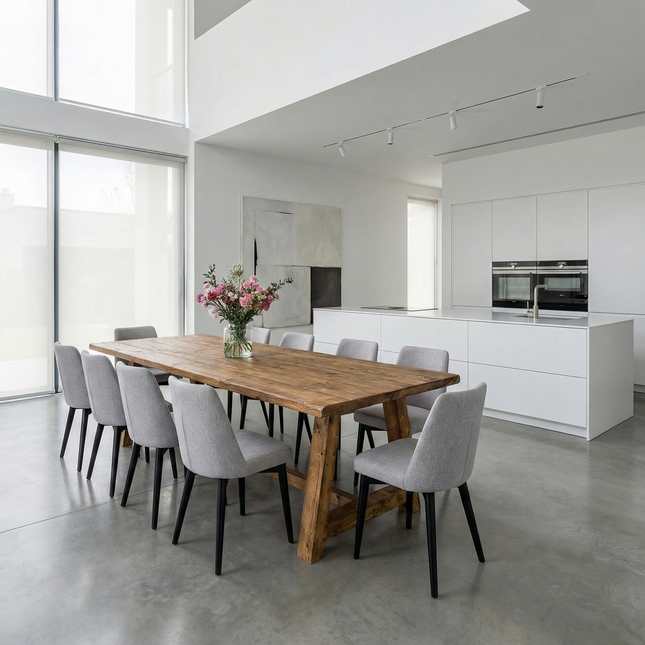 Belton Dining Table with Chunky Style Wooden Legs Handmade Rustic