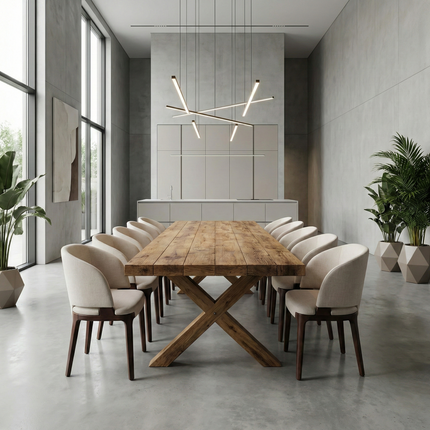 Ashby Dining Table with Chunky Style Wooden Legs Handmade Rustic