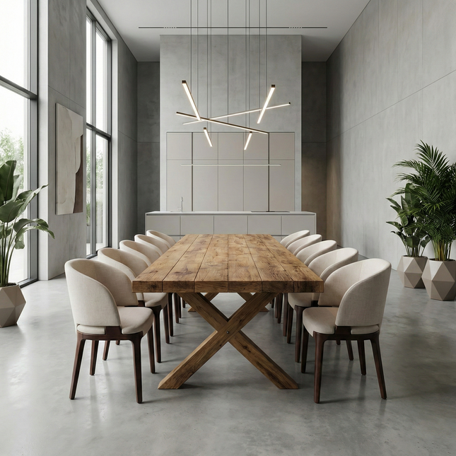 Ashby Dining Table with Chunky Style Wooden Legs Handmade Rustic