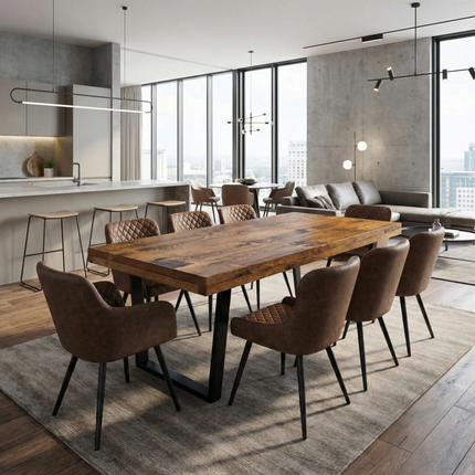 Grantham Thick Dining Industrial Dining Table V Frame Steel Legs