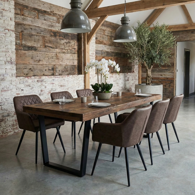 Grantham Thick Dining Industrial Dining Table V Frame Steel Legs