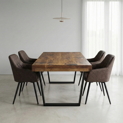 Grantham Thick Dining Industrial Dining Table V Frame Steel Legs