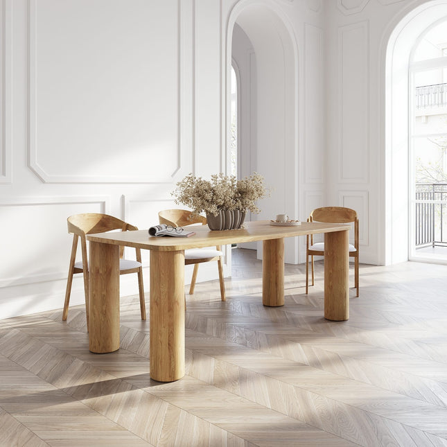 HARDWOOD Solid Oak Dining Table with Wooden Legs CLAR 099