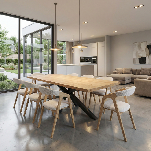 Oak Modern Dining Table Star Stel Base