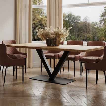 Solid Oak Dining Table Steel Leg 043