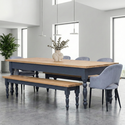 Hawick Extra Wide Dining Table Rustic Farmhouse
