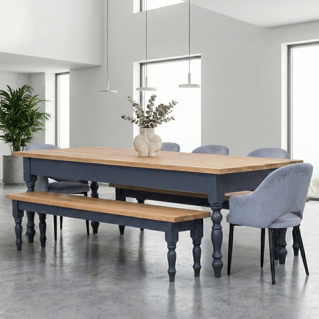 Hawick Extra Wide Dining Table Rustic Farmhouse