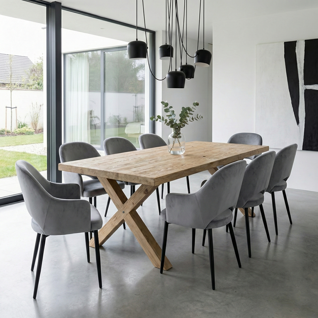 Ashby Dining Table with Chunky Style Wooden Legs Handmade Rustic