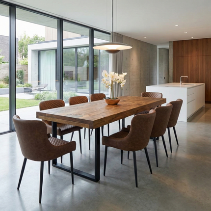 Grantham Thick Dining Industrial Dining Table Square Steel Legs