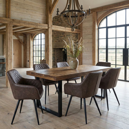 Grantham Thick Dining Industrial Dining Table Square Steel Legs