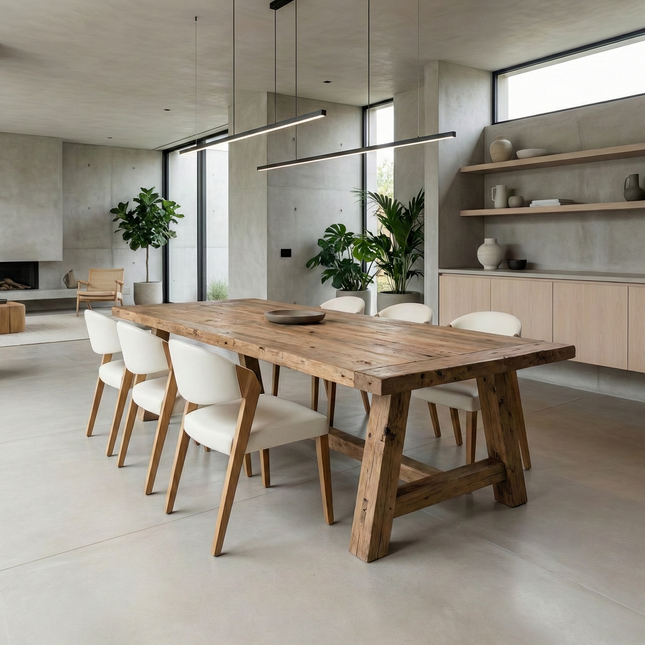 Halton Dining Table with Chunky Style Wooden Legs Handmade Rustic