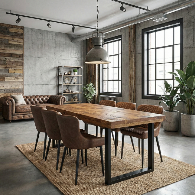 Grantham Thick Dining Industrial Dining Table Square Steel Legs