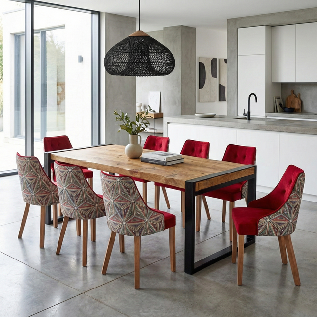 Branton Dining Table with Steel Style Legs Handmade Rustic