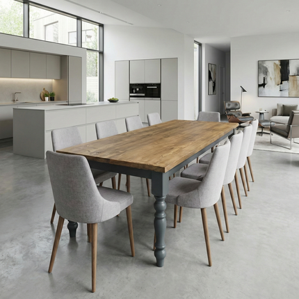 Hawick Extra Wide Dining Table Rustic Farmhouse