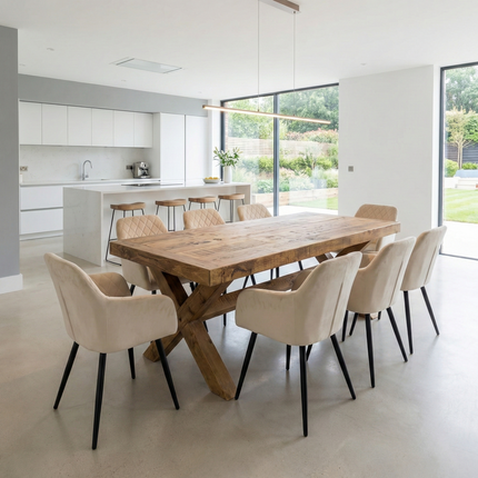 Orby Dining Table with Chunky Style Wooden Legs Handmade Rustic