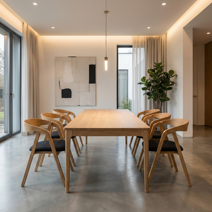 SET - Peebls Extendable Solid Oak Dining Table 180x90cm plus 1x60cm and 8 Oak Aby Dining Chairs