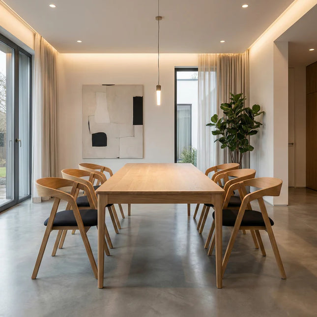 SET - Peebls Extendable Solid Oak Dining Table and Aby Dining Chairs