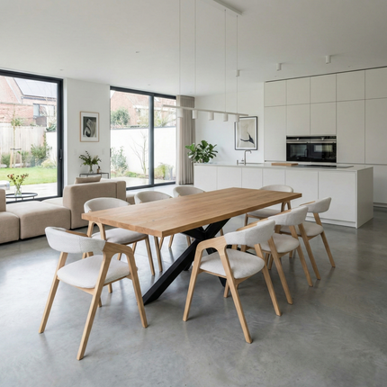 Oak Modern Dining Table Crossocer Stel Base