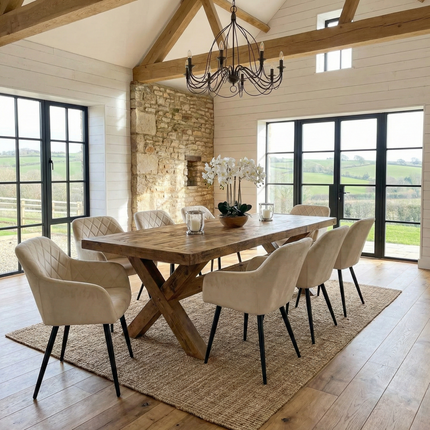 Orby Dining Table with Chunky Style Wooden Legs Handmade Rustic