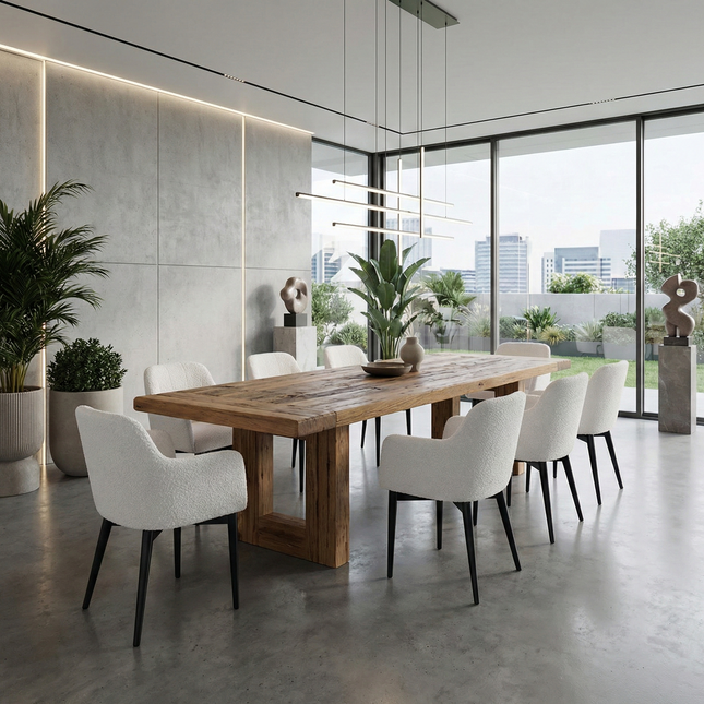 Norton Dining Table with Chunky Style Wooden Legs Handmade Rustic