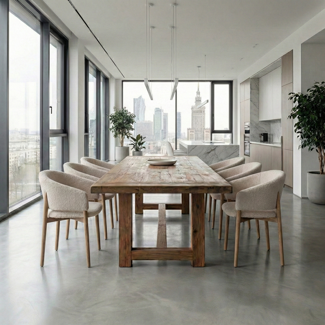 Elsham Dining Table with Chunky Style Wooden Legs Handmade Rustic