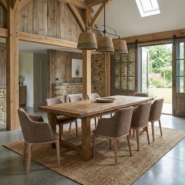 Elsham Dining Table with Chunky Style Wooden Legs Handmade Rustic