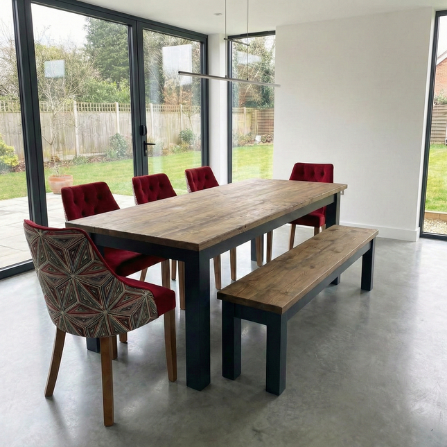 Riby Dining Table with Chunky Style Wooden Legs Handmade Rustic