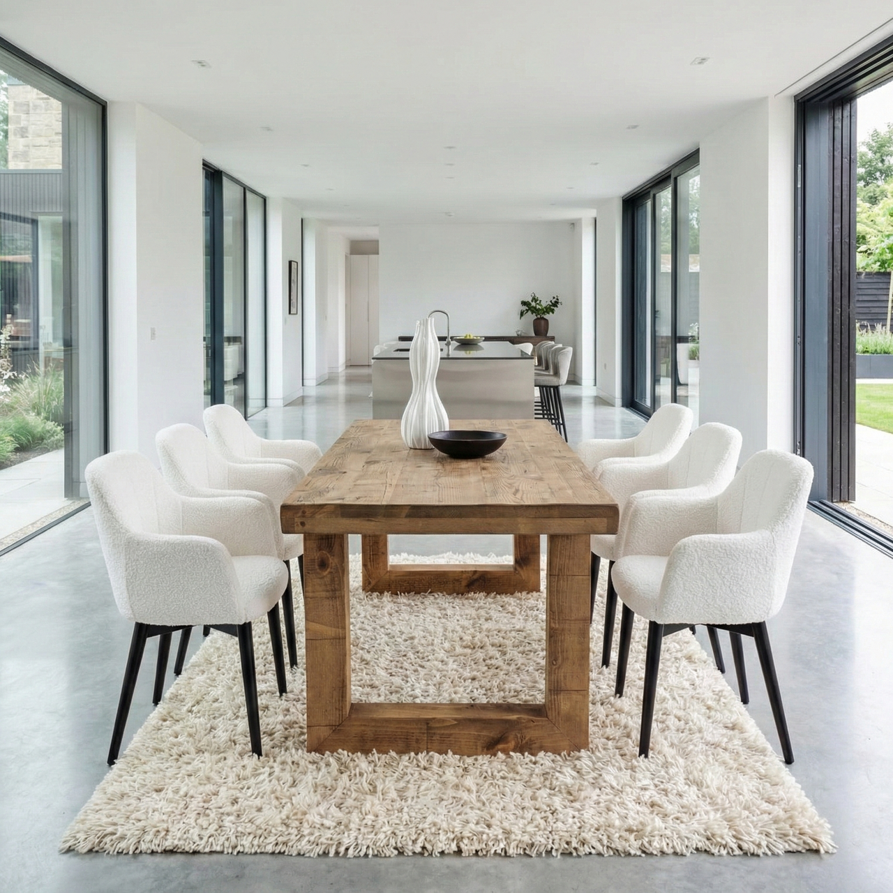Grantham Thick Dining Industrial Dining Table with Wooden Square Legs ...
