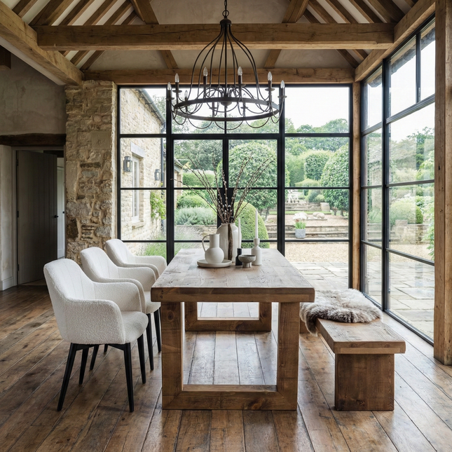 Grantham Thick Dining  Table with Wooden Square Legs