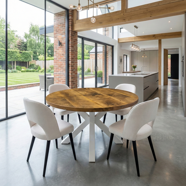 Round Dining Table Vintage Star Leg Kitchen Table Rustic Industrial