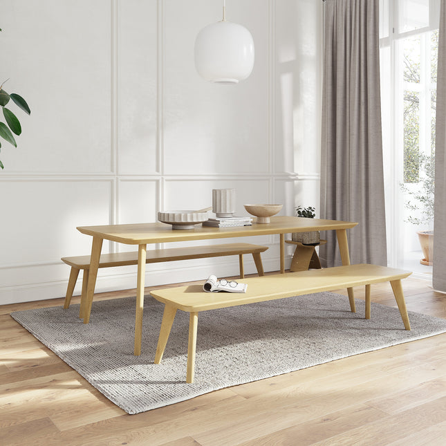 Hardwood Straight Edge Solid Oak Dining Table Wooden Pin Legs 041