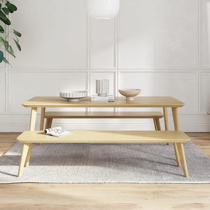 Solid Oak Dining Bench Wooden Pin Legs 0106