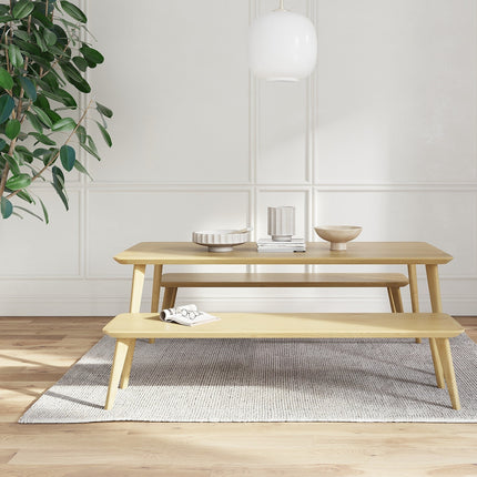 Hardwood Straight Edge Solid Oak Dining Table Wooden Pin Legs 041