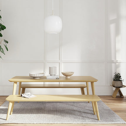 Hardwood Straight Edge Solid Oak Dining Table Wooden Pin Legs 041