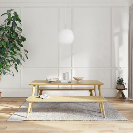 Hardwood Straight Edge Solid Oak Dining Table Wooden Pin Legs 041