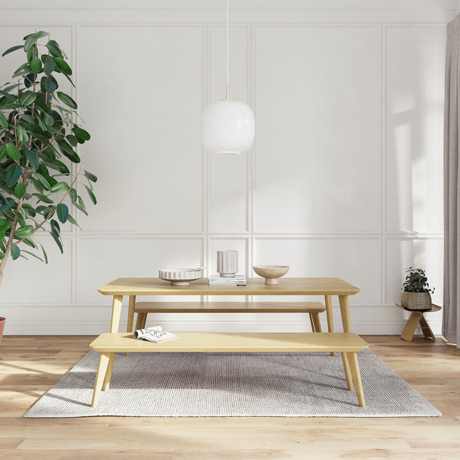 Hardwood Straight Edge Solid Oak Dining Table Wooden Pin Legs 041