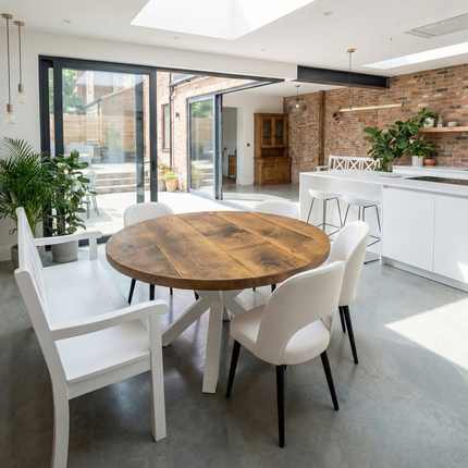 Round Dining Table Vintage Star Leg Kitchen Table Rustic Industrial