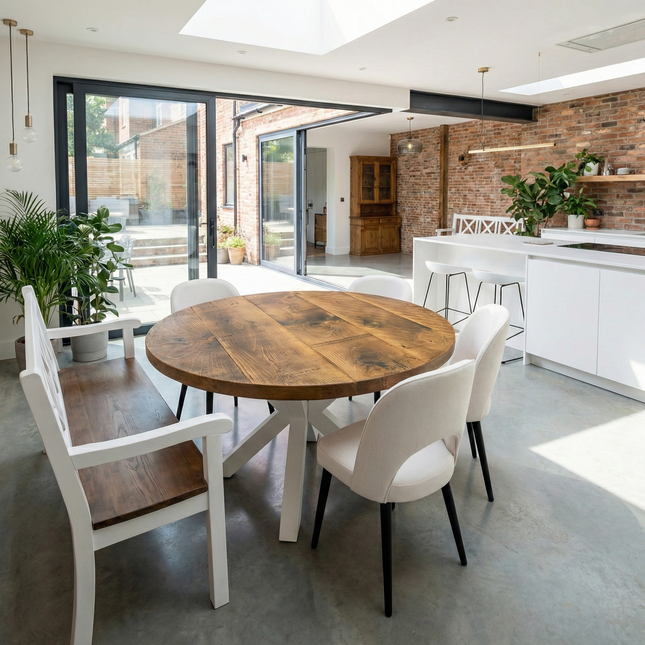 Round Dining Table Vintage Star Leg Kitchen Table Rustic Industrial