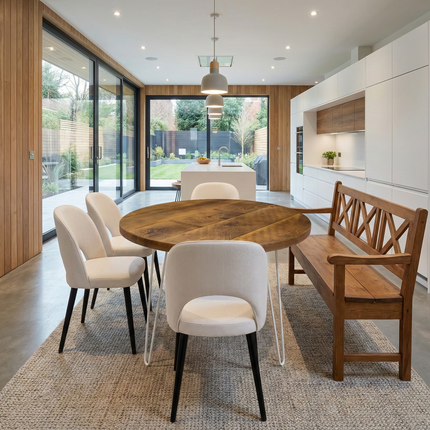 Round Dining Table Vintage Hairpin Leg Kitchen Table Rustic Industrial