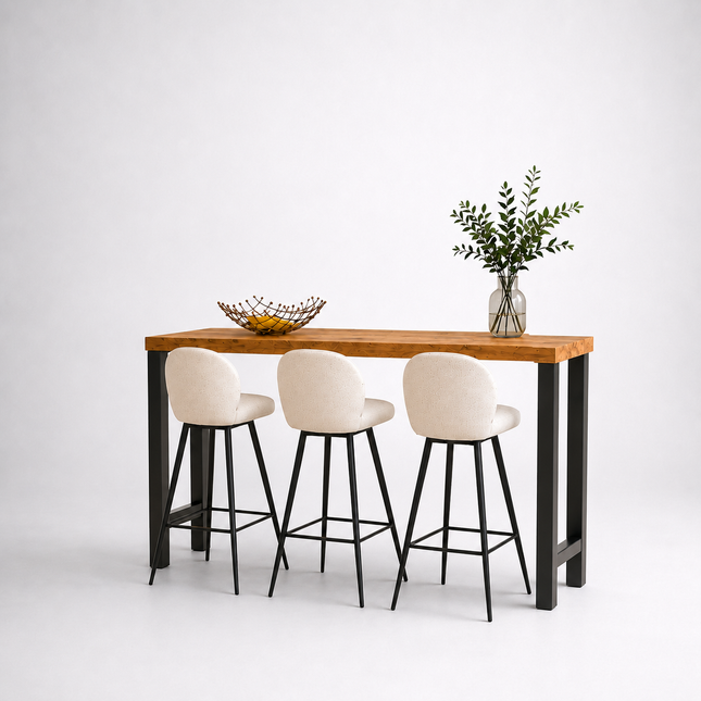 Brigg Straight Edge Breakfast Bar H Frame Steel Legs