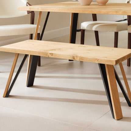 John Lewis Calia Style Industrial Reclaimed Bench BH Frame Wooden/Steel Legs Black