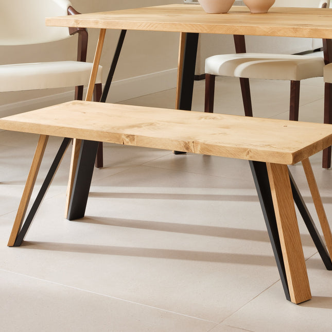 John Lewis Calia Style Industrial Reclaimed Bench BH Frame Wooden/Steel Legs Black