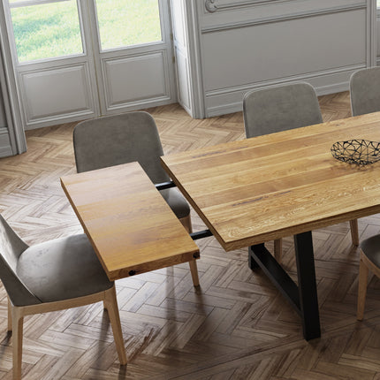 Extendable Solid Oak Dining Table Clar AF Legs 085