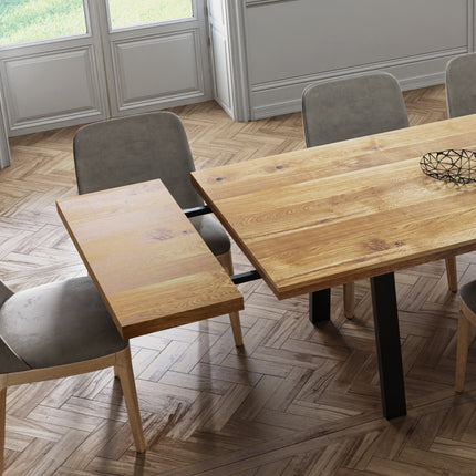 Extendable Solid Oak Dining Table Clar Pin Legs 086