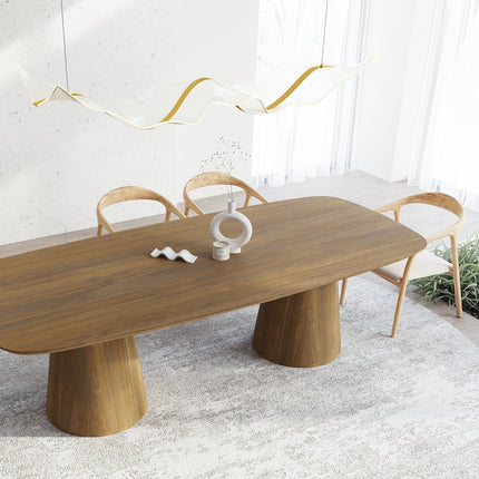 Solid Oak Dining Table with Wooden Base 045